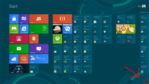 Windows 8 Desktop, Charms Hotspot